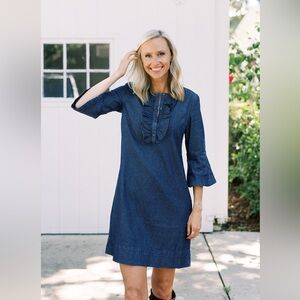 Draper James - Chambray Ruffle Shift Dress Plus (22W)